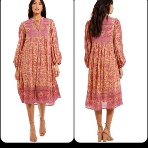 Spell and Gypsy Collective Folk Boho Dress Gown Blossom Pink XS
